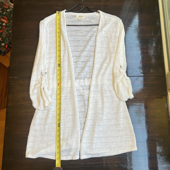Style & Co Women's Size Medium Knit Open Cardigan White Beach Cover Up - Picture 7 of 10